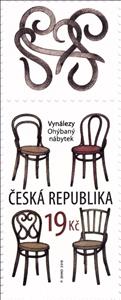 Stamp with Attached Label, Bent furniture, Czech Republic,  , Furniture