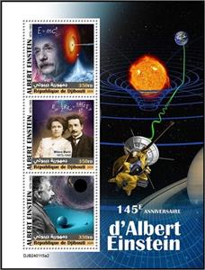 Mini Sheet, Albert Einstein (1879–1955), Djibouti,  , Anniversaries and Jubilees, Physicists