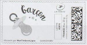 Stamp, Boy. Garcon. Dummy. in black, France,  , Greetings, Infants, Special Occasions