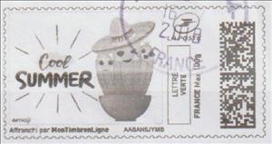 Stamp, Cool Summer Emoji in black, France,  , Cartoons, Fruits and Berries, Summer