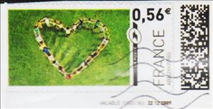 Stamp, Crowd of people making a heart shape, France,  , Hearts