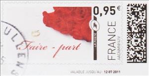 Stamp, Faire-part. wedding invitation with red roses, France,  , Weddings