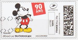 Stamp, Mickey with hands on hips, France,  , Cartoons, Disney, Movies