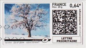 Stamp, Tree in Winter 2, France,  , Plants (Flora), Snow, Trees, Winter