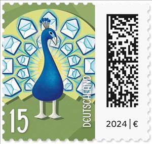 Stamp, Letter Peacock, Germany, Federal Republic,  , Letters (Mail), Peacocks