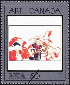 Stamp, Red Nasturtiums, David B. Milne, 1937, Canada,  