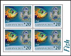 Mini Sheet, Fish, Guyana,  , Fishes