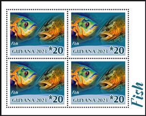 Mini Sheet, Fish, Guyana,  , Fishes