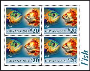 Mini Sheet, Fish, Guyana,  , Fishes