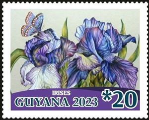 Stamp, Irises, Guyana,  , Flowers