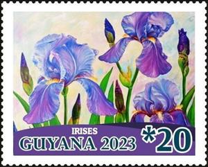 Stamp, Irises, Guyana,  , Flowers