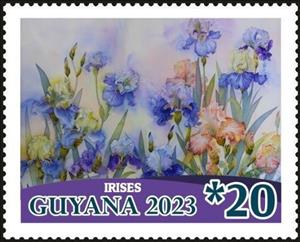 Stamp, Irises, Guyana,  , Flowers