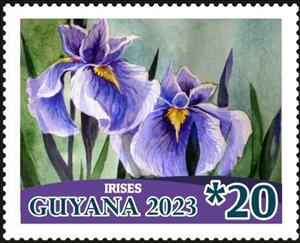 Stamp, Irises, Guyana,  , Flowers
