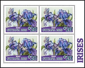 Mini Sheet, Irises, Guyana,  , Flowers