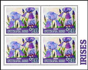 Mini Sheet, Irises, Guyana,  , Flowers