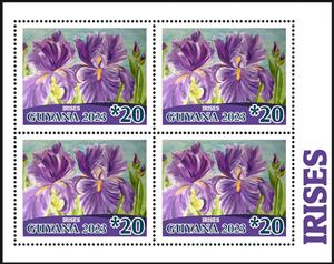 Mini Sheet, Irises, Guyana,  , Flowers