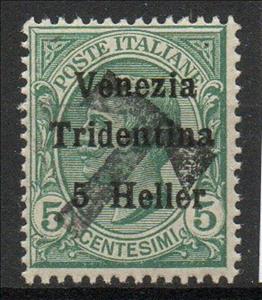 Stamp, Overprint big "T" in black, Italy - Occupation of Trentino and Venezia-Giulia,  