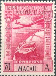 Stamp, Aircraft across globe, Macau,  