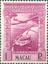 Stamp, Aircraft across globe, Macau,  