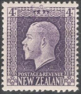 Stamp, King George V 4d, New Zealand,  , Crowns and Coronets, Famous People, Heads of State, Kings, Men, Royalty