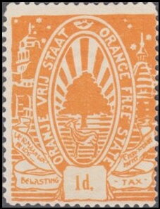 Stamp, Orange tree and springbok, Orange Free State,  , Animals (Fauna), Antelopes, Mammals, Plants (Flora), Trees