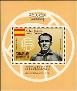 Souvenir Sheet, Alfredo Stéfano Di Stéfano Laulhe (1926-2014), Sharjah,  , Football (Soccer), Sports