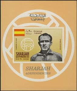 Souvenir Sheet, Alfredo Stéfano Di Stéfano Laulhe (1926-2014), Sharjah,  , Football (Soccer), Sports