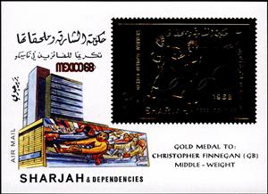 Souvenir Sheet, Boxing - Christopher Finnegan, Sharjah,  , Boxing, Olympic Games, Sports