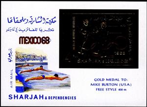 Souvenir Sheet, Boxing - Mike Burton, Sharjah,  , Boxing, Olympic Games, Sports