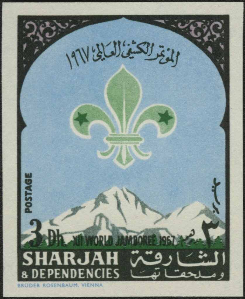 Boy Scout Emblem over Snowy Mountains