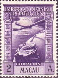 Stamp, Aircraft across globe, Macau,  