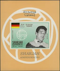 Souvenir Sheet, Friedrich „Fritz“ Walter (1920-2002), Sharjah,  , Football (Soccer), Sports