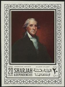 Stamp, George Washington, by Gilbert Stuart, Sharjah,  , Heads of State, Paintings