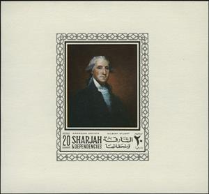 Souvenir Sheet, George Washington, by Gilbert Stuart, Sharjah,  , Heads of State, Paintings