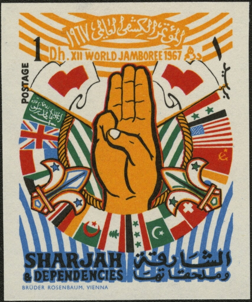 Hand with Boy Scout Salute, Flags