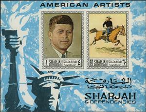Souvenir Sheet, Paintings by Normal Rockwell and Frederic Remington, Sharjah,  
