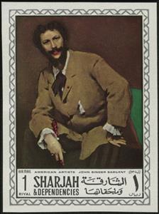 Stamp, Portrait of Carolus-Duran, by John Singer Sargent (1879), Sharjah,  , Paintings