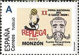 Stamp, Replega 2023 Monzon 20th National Collection Fair, Spain,  , Birds, Faces, Fairs, Philatelic Exhibitions, Stylized Animals, Stylized Figures / Persons