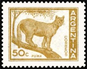 Stamp, Puma (Felis concolor), Argentina,  , Animals (Fauna), Cougars, Mammals, Wild Cats