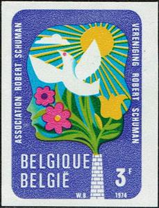 Stamp, Environmental Protection, Association Robert Schuman, Belgium,  , Birds, Celestial Bodies, Environment Protection, Flowers, Peace Doves, Plants (Flora), Sun