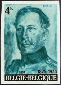 Stamp, King Albert I by Baron Isidoor Opsomer, Belgium,  , Art, Famous People, Heads of State, Kings, Men, Paintings, Royalty