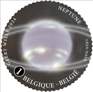 Stamp, Neptune, Belgium,  , Astronomy, Planets, Round Stamps