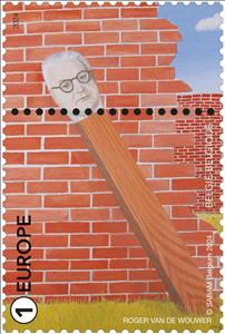 Stamp, Portrait of Paul Nougé by Roger Van de Wouwer, Belgium,  , Art