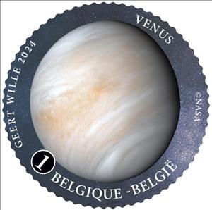 Stamp, Venus, Belgium,  , Astronomy, Planets, Round Stamps