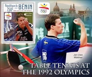 Souvenir Sheet, Olympic Games in Barcelona in 1992 Table Tennis, Benin,  , Olympic Games, Sports, Table Tennis