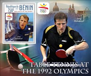 Souvenir Sheet, Olympic Games in Barcelona in 1992 Table Tennis, Benin,  , Olympic Games, Sports, Table Tennis