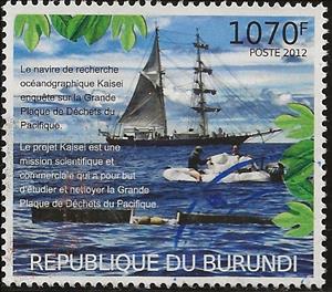 Stamp, Pollution: Plastic in the Oceans, Burundi,  , Environment Protection, Sailing Ships, Ships