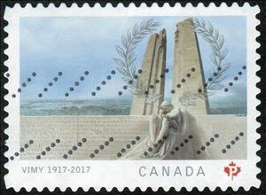 Stamp, 100th Anniversary of the Battle of Vimy Ridge, France, Canada,  , First World War, Historic Sites, Joint Issues, Military Forces, Monuments