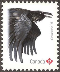 Stamp, Common Raven (Corvus corax), Canada,  , Animals (Fauna), Birds