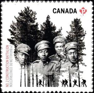 Stamp, No. 2 Construction Battalion, Canada,  , Army, First World War, Headgear, Military Forces, Trees